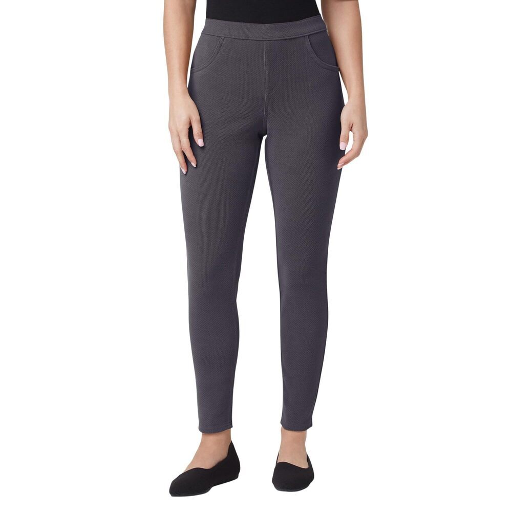 HUE Women's Soft Twill Jean Style Leggings Charcoal Large